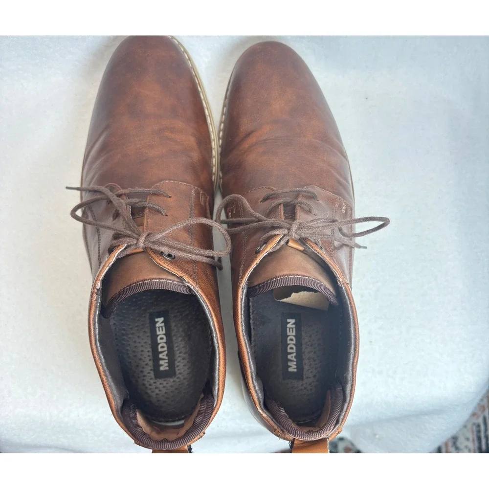 Steve Madden Chukka Boots Mens Brown Faux Leather Lace Up‎ Academia Gorpcore 13